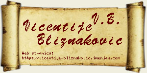 Vićentije Bliznaković vizit kartica